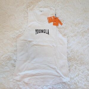 NWT Youngla 3034 vintage wash tank, white, size medium